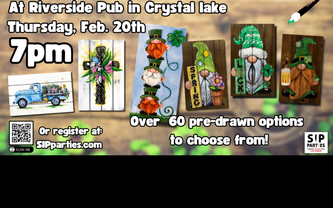 Pre-Drawn SIP & Paint Experience! Riverside Pub. Thursday, Feb. 20th  7PM