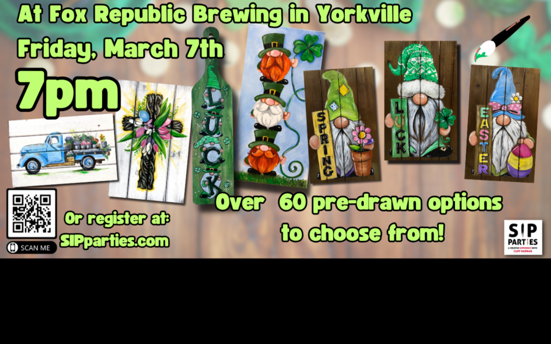 Pre-Drawn SIP & Paint Experience! Fox Republic Brewing Co. Friday, March 7th  7PM