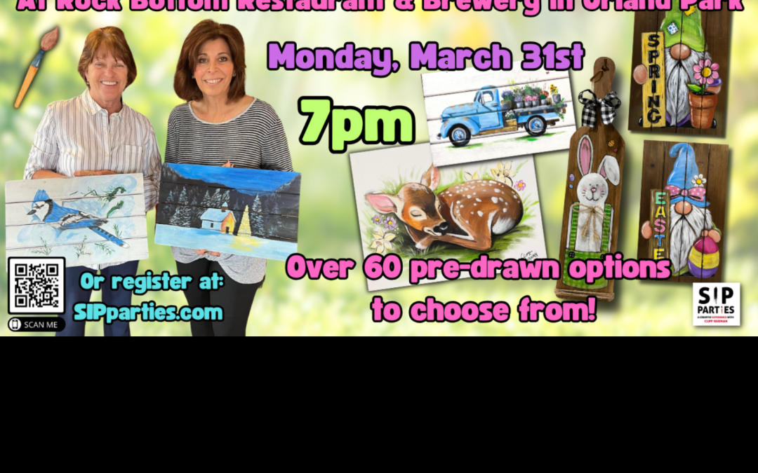 Pre-Drawn SIP & Paint Experience! Rock Bottom Restaurant & Brewery. Monday, March 31st  7PM