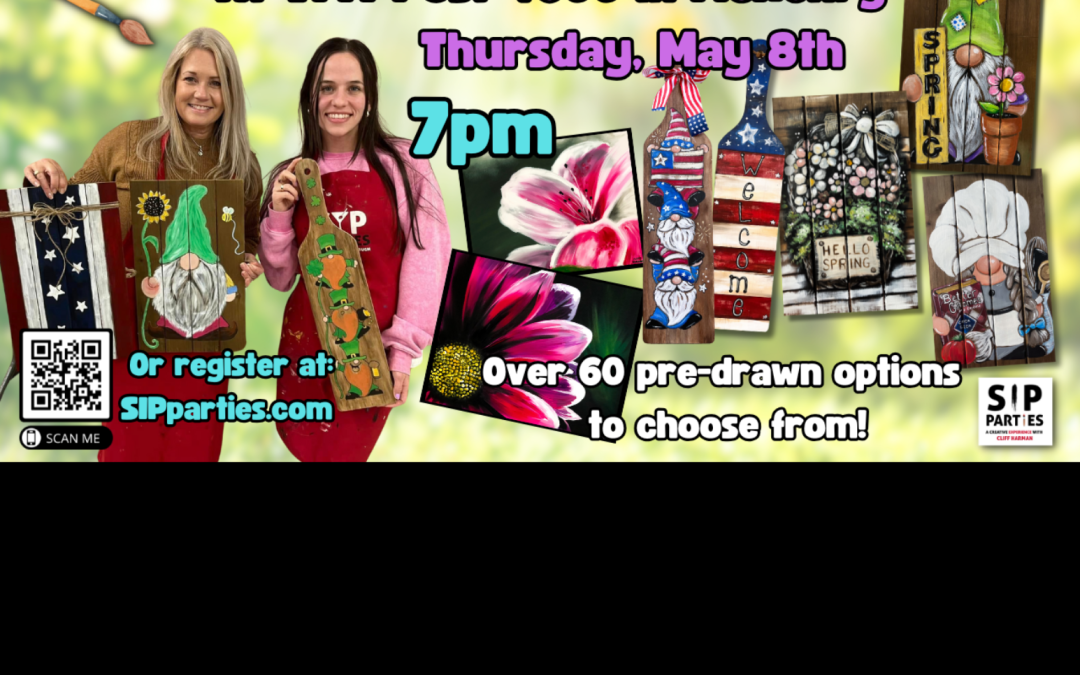Pre-Drawn SIP & Paint Experience! VFW Post 4600 in McHenry.  Thursday, May 8th  7PM