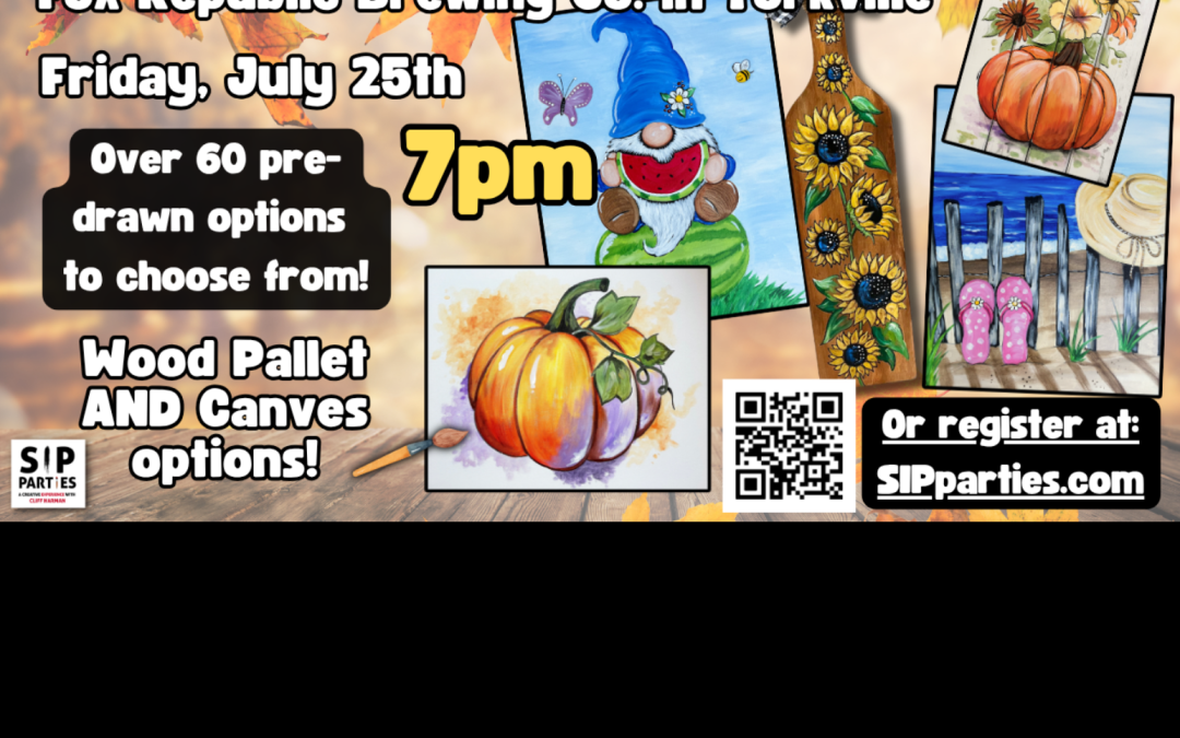 Pre-Drawn SIP & Paint Experience! Fox Republic Brewing Co.  Friday, July 25th  7PM