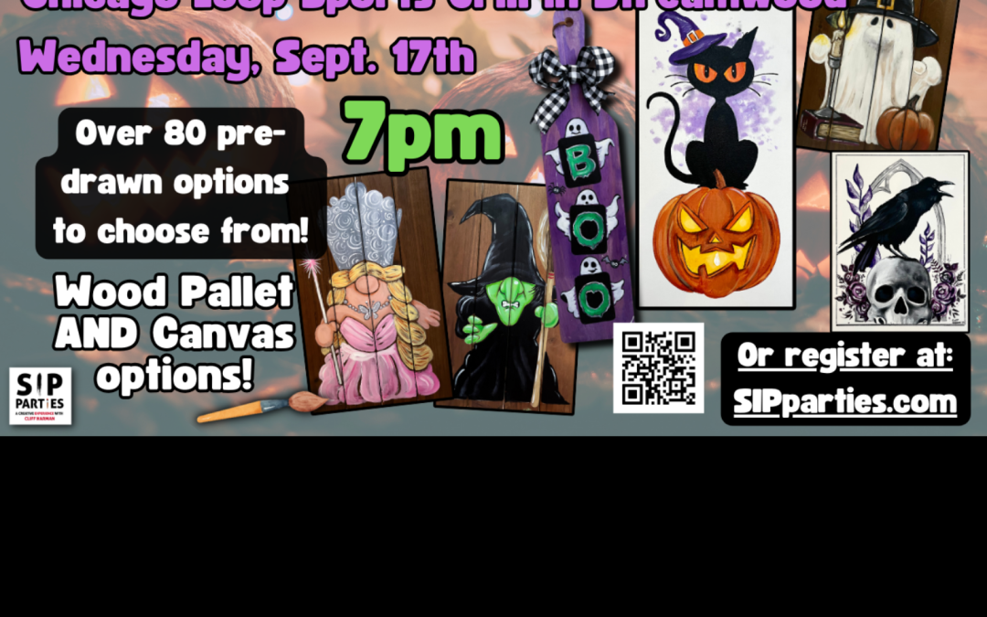 Pre-Drawn SIP & Paint Experience! Chicago Loop Sports Grill.  Wednesday, Sept. 17th  7PM