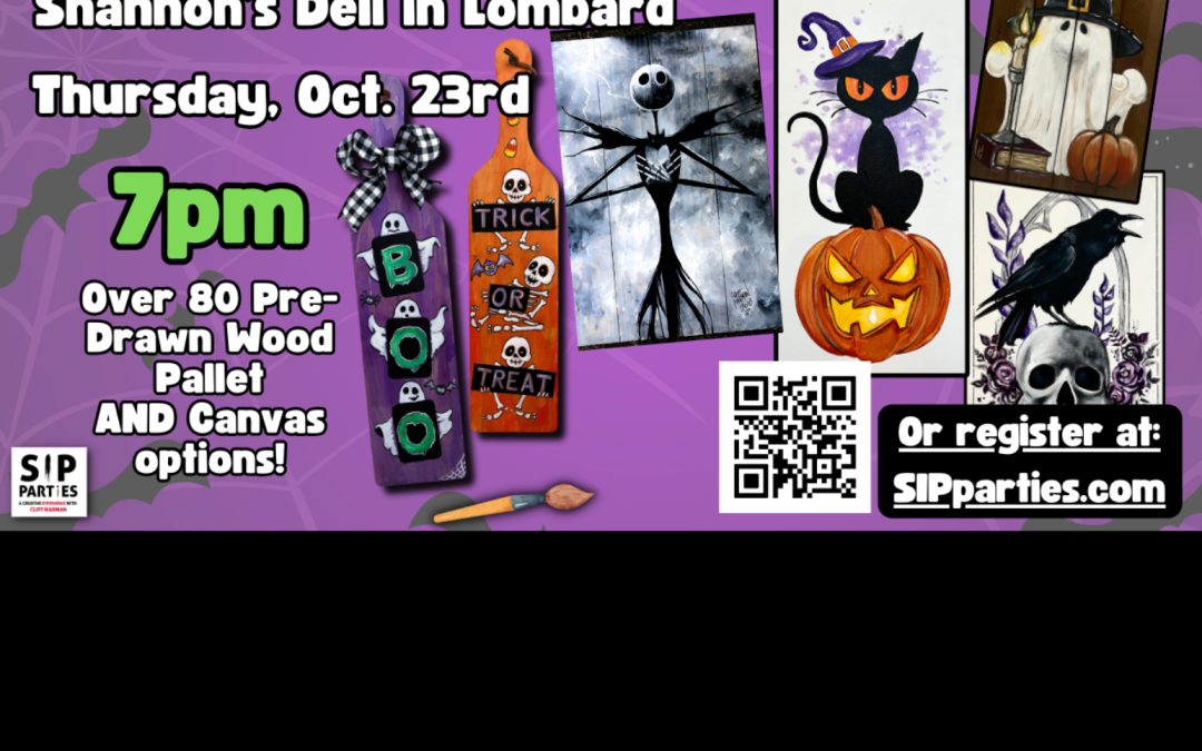 Pre-Drawn SIP & Paint Experience! Shannon’s Deli in Lombard.  Thurs, Oct. 23rd  7PM