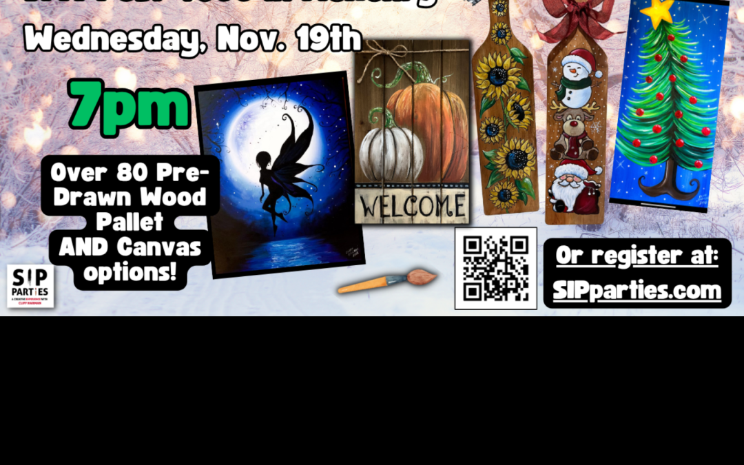 Pre-Drawn SIP & Paint Experience! VFW Post 4600 in McHenry.  Wednesday, Nov. 19th  7PM