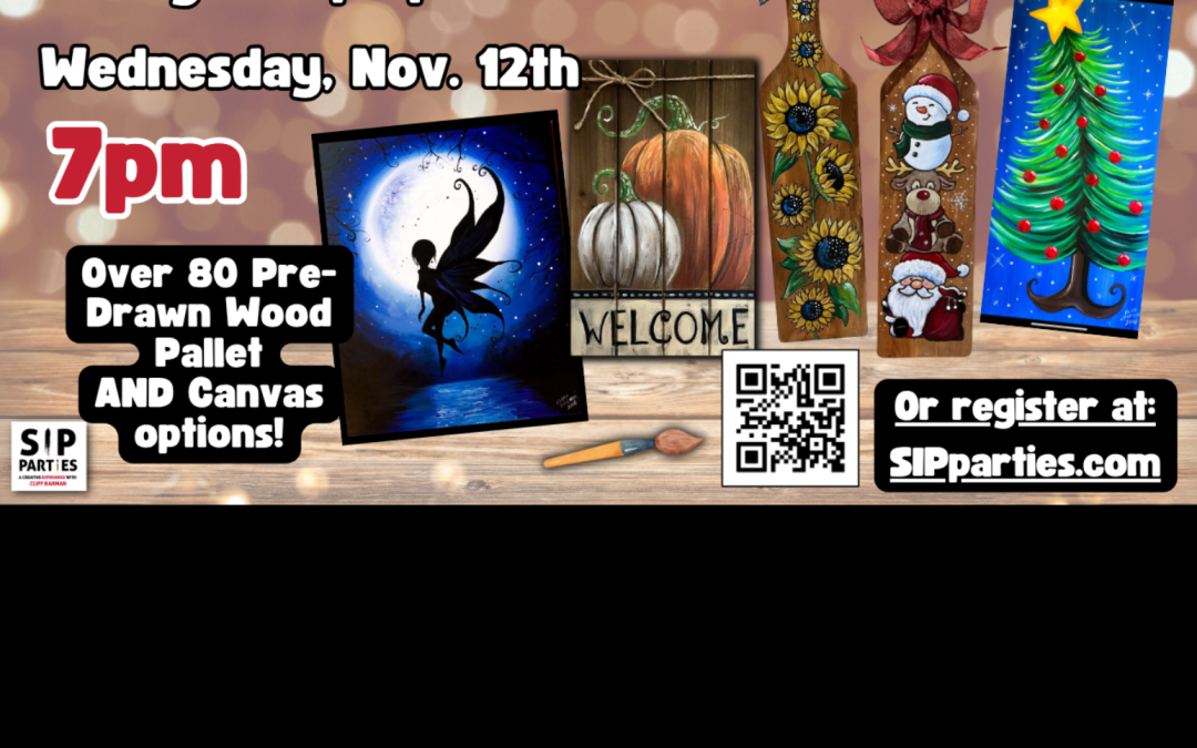 Pre-Drawn SIP & Paint Experience! Chicago Loop in Streamwood.  Wednesday, Nov. 12th  7PM