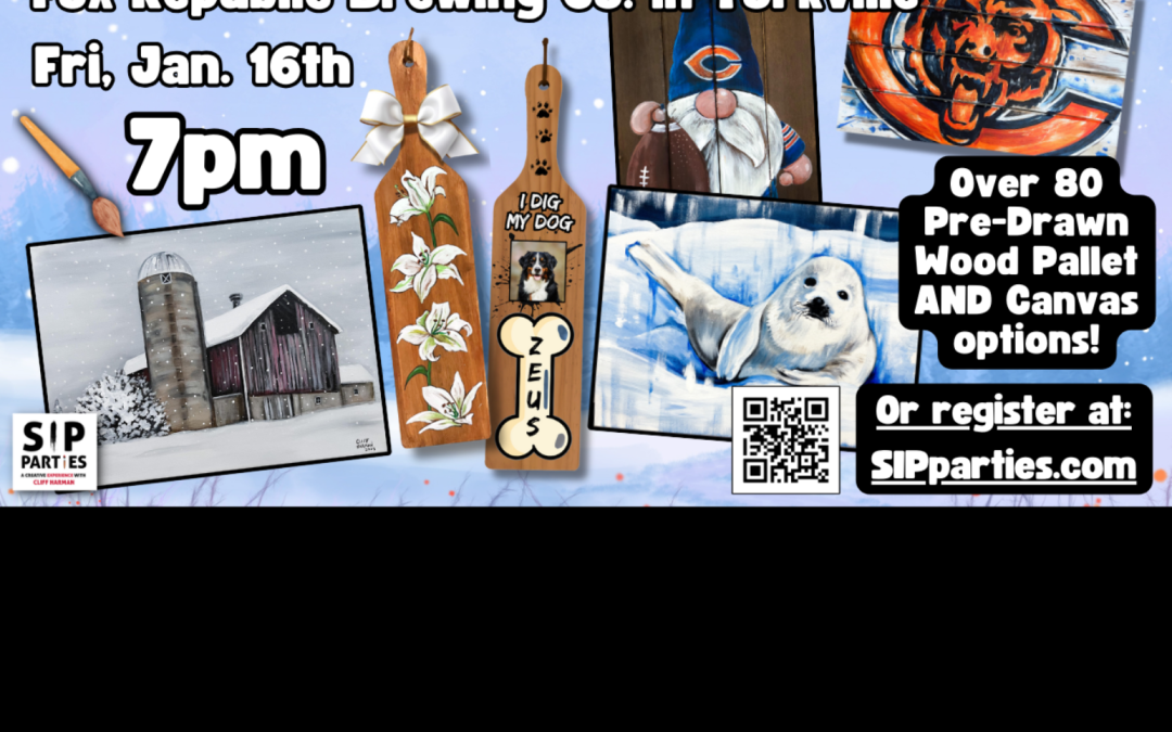 Pre-Drawn SIP & Paint Experience! Fox Republic Brewing Co. in Yorkville.  Fri, Jan. 16th  7PM