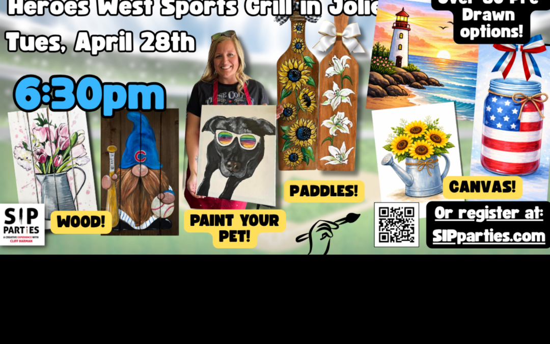 Pre-Drawn SIP & Paint Experience! The Lumberyard in Spring Grove.  Thurs, April 30th  6:30PM