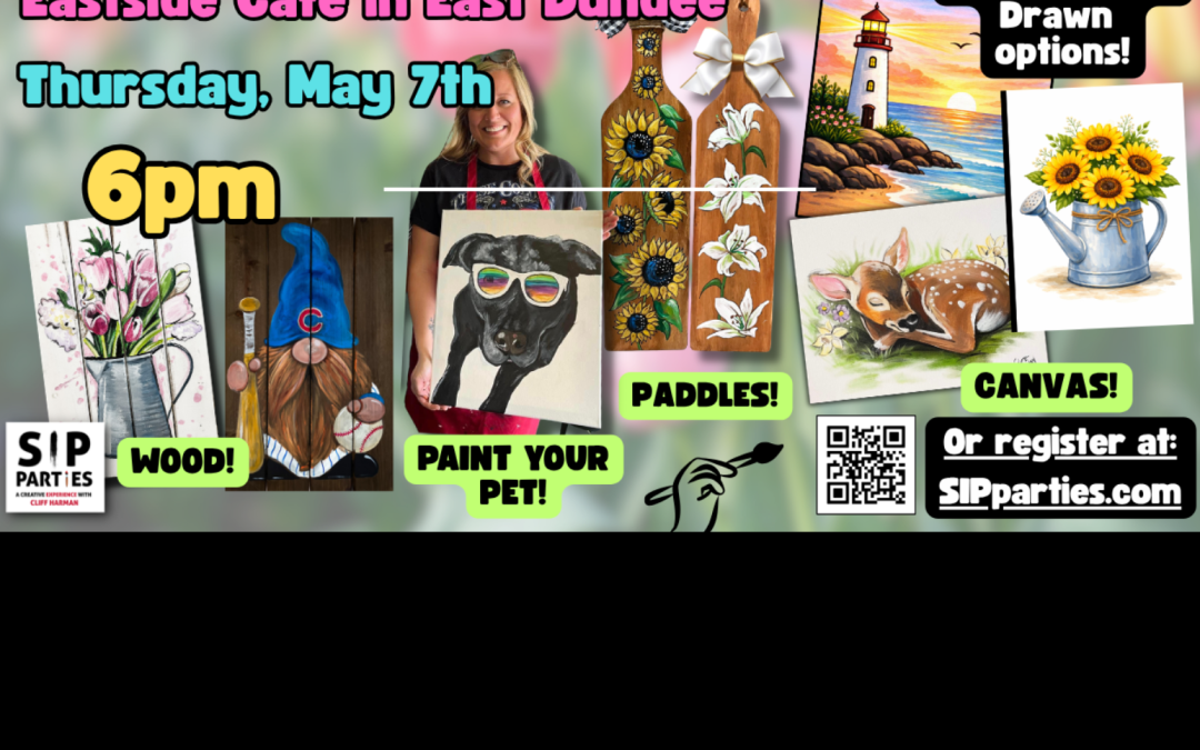 Pre-Drawn SIP & Paint Experience. (Including paint your pet!) Thurs, May 7th  6PM