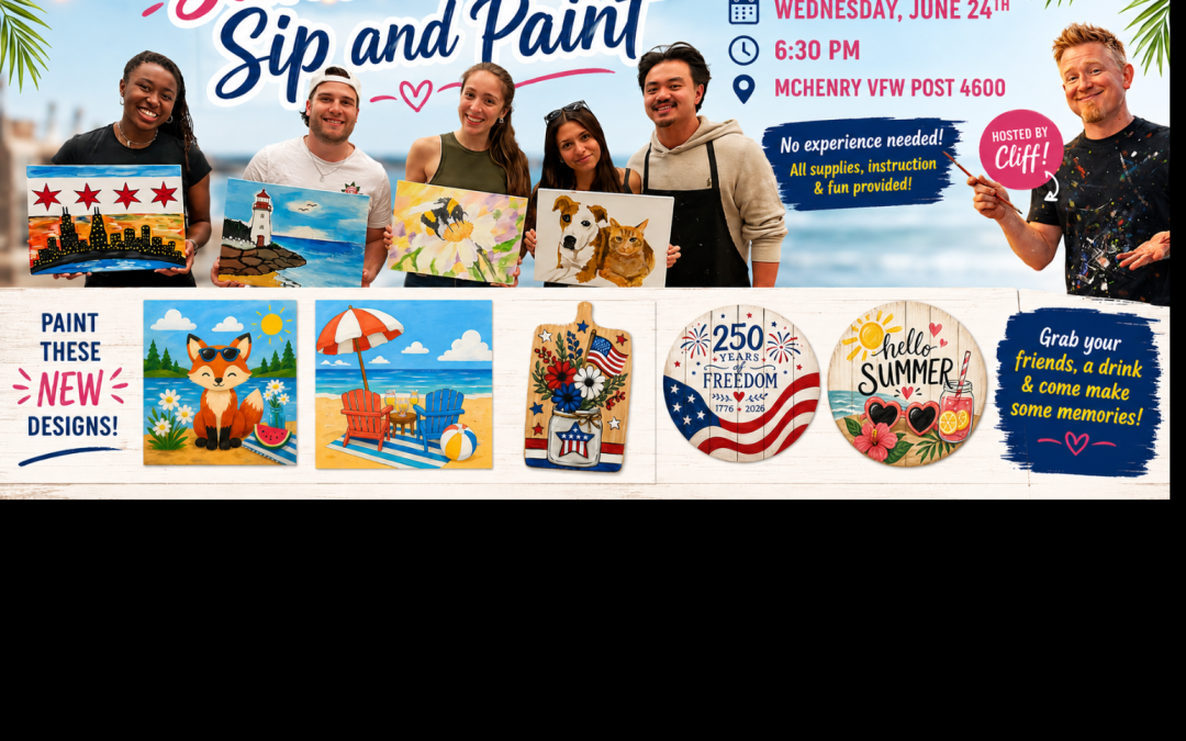 Pre-Drawn SIP & Paint Experience at McHenry VFW | 80+ Designs Including Paint Your Pet 6/24/26