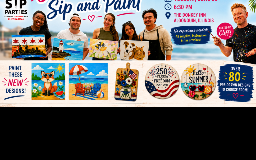 Pre-Drawn SIP & Paint Experience at The Donkey Inn | 80+ Designs Including Paint Your Pet 6/30/26