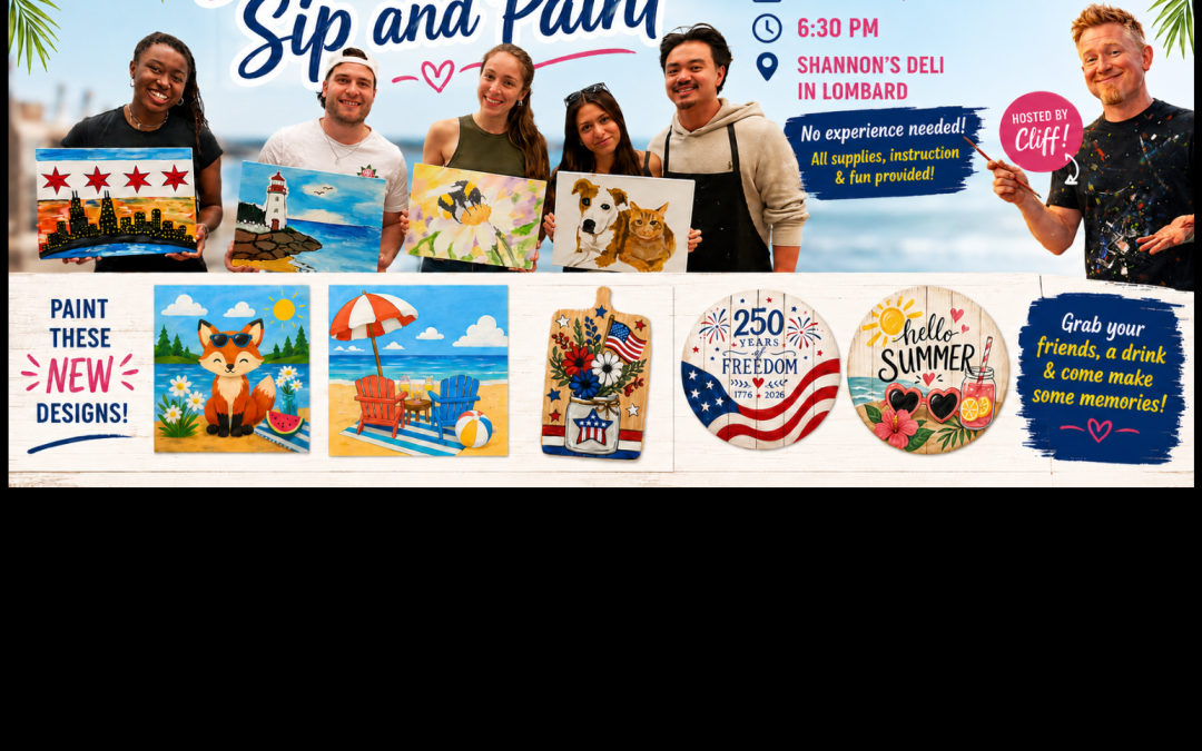 Pre-Drawn SIP & Paint Experience at Shannon’s Deli | 80+ Designs | July 9th