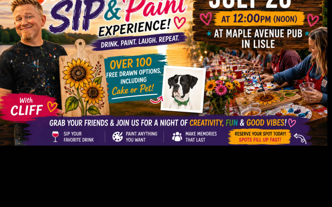 Pre-Drawn SIP & Paint Experience at Maple Avenue Pub | 100+ Designs | July 26th | 12pm