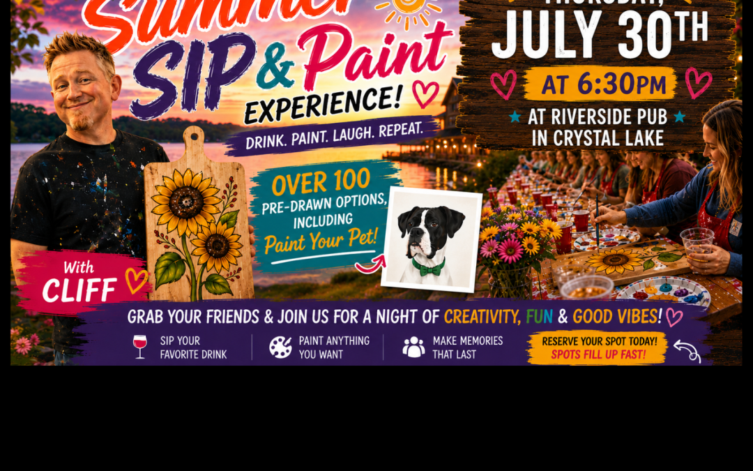 Pre-Drawn SIP & Paint Experience at Riverside Pub | 100+ Designs | July 30th | 6:30pm
