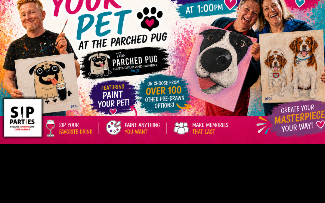 Pre-Drawn SIP & Paint Experience at The Parched Pug. |100+ Designs | August 8th | 1pm