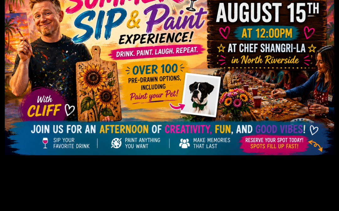 Pre-Drawn SIP & Paint Experience at Chef Shangri-La. | 100+ Designs | August 15th | 12pm