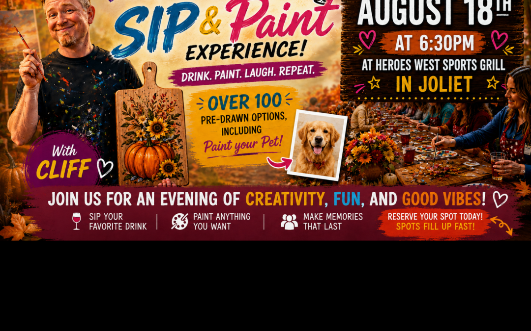 Pre-Drawn SIP & Paint Experience at Heroes West Joliet | 100+ Designs | August 18th | 6:30pm