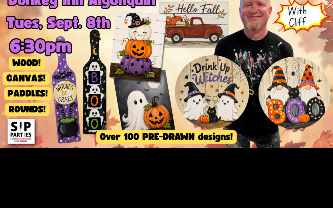 Pre-Drawn SIP & Paint Experience at The Donkey Inn Algonquin | 100+ Designs | Sept. 8th | 6:30pm