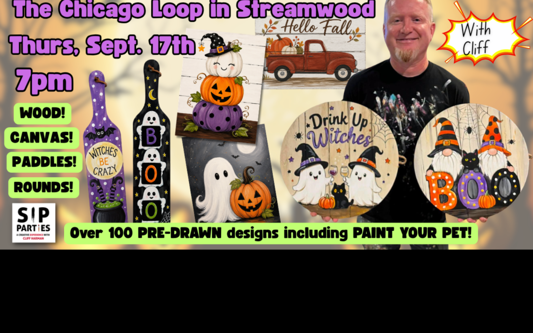 Pre-Drawn SIP & Paint Experience at The Chicago Loop| 100+ Designs | Sept. 17th | 7pm