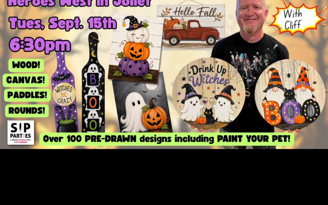 Pre-Drawn SIP & Paint Experience at Heroes West in Joliet | 100+ Designs | Sept. 15th | 6:30pm