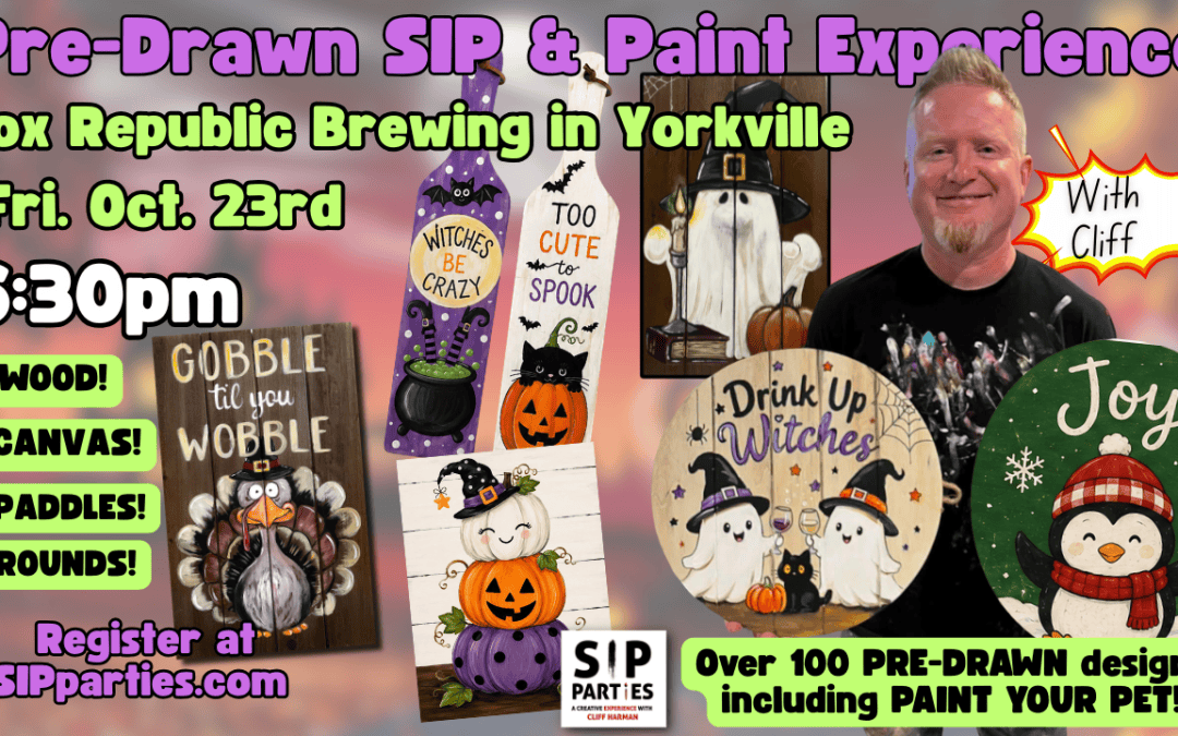 Pre-Drawn SIP & Paint Experience @ Fox Republic in Yorkville | 100+ Designs | Oct. 23rd | 6:30pm