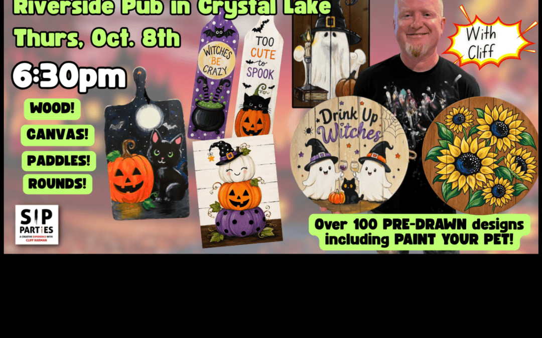 Pre-Drawn SIP & Paint Experience at Riverside Pub | 100+ Designs | Oct. 8th | 6:30pm