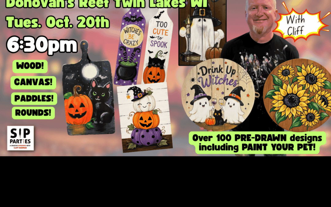 Pre-Drawn SIP & Paint Experience at Donovan’s Reef | 100+ Designs | Oct. 20th | 6:30pm