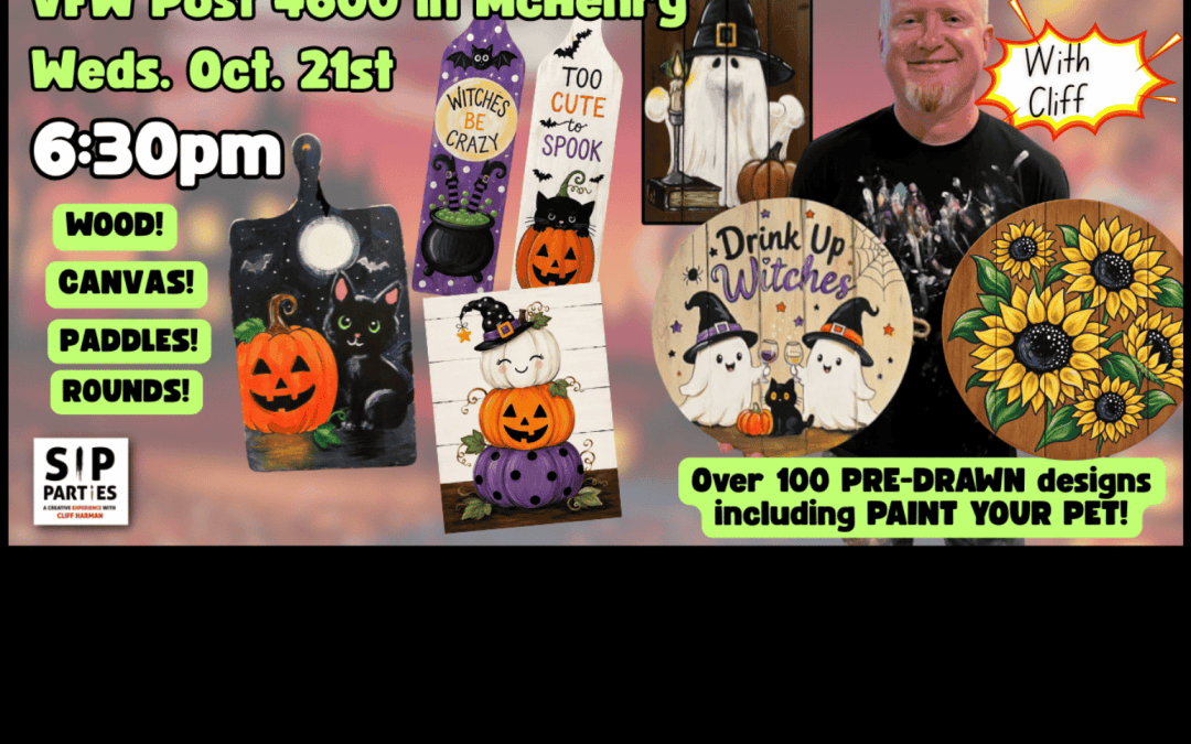 Pre-Drawn SIP & Paint Experience McHenry VFW Post 4600 | 100+ Designs | Oct. 21st | 6:30pm