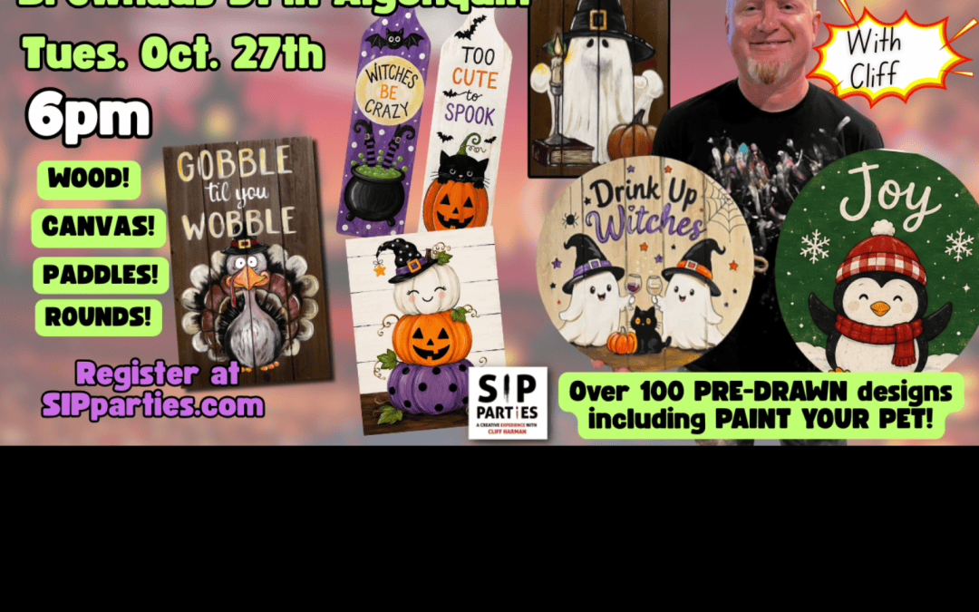 Pre-Drawn SIP & Paint Experience @ Brewhaus 31 in Algonquin | 100+ Designs | Oct. 27th| 6pm